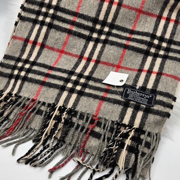 Burberry Novacheck Grey Cashmere Scarf - Picture 6 of 13